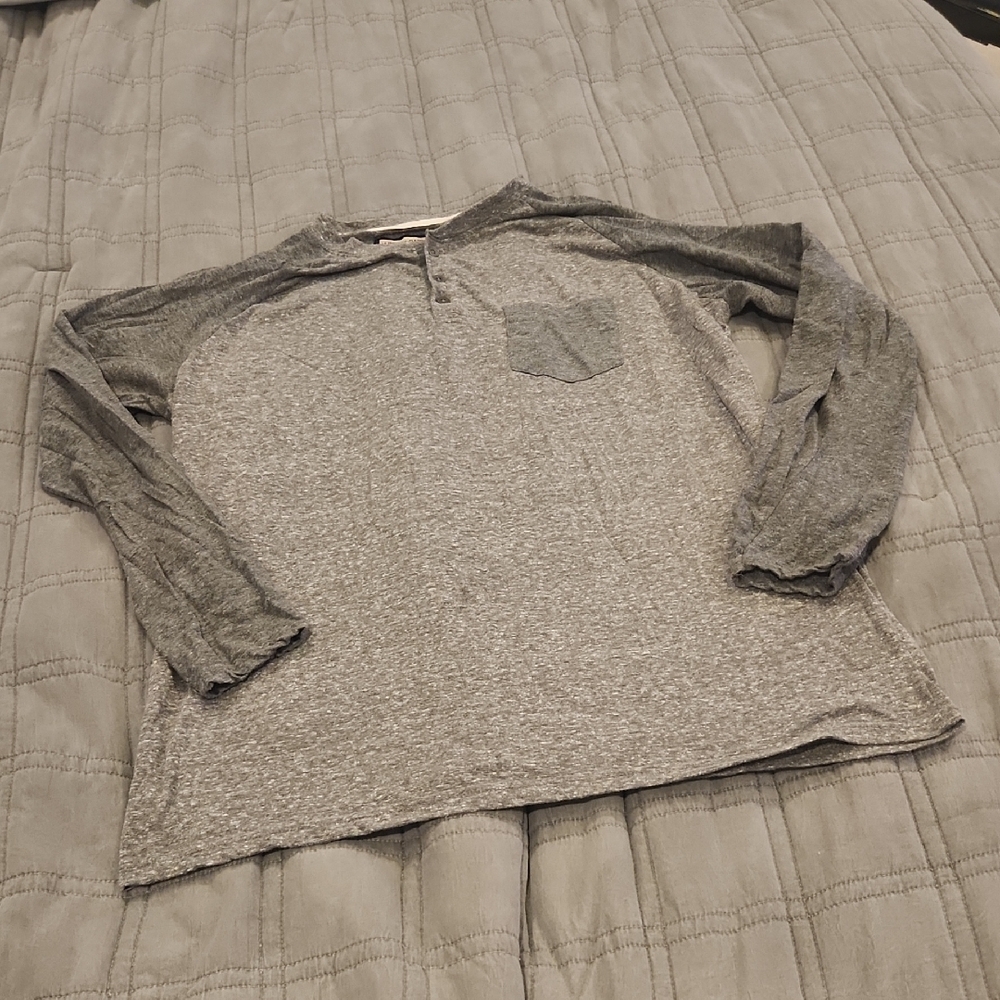 Classic Gray Long Sleeve Henley by Hudson & Barrow Size XL!